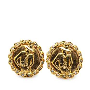 Chanel Gold Gold Plated Mademoiselle Clip On Earr… - image 1
