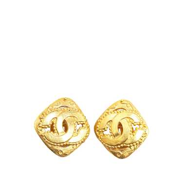 Chanel Gold Gold Plated CC Clip On Earrings - image 1