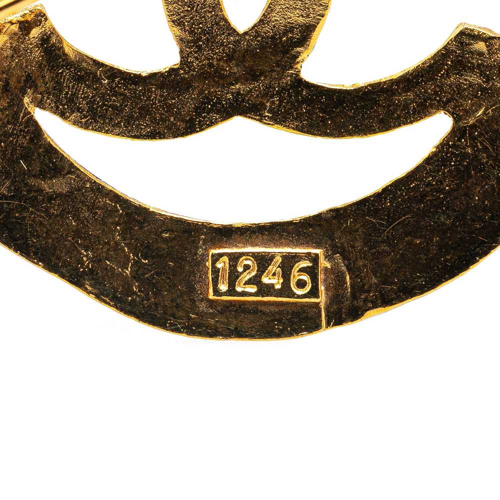Chanel Gold Gold Plated CC Round Brooch - image 4