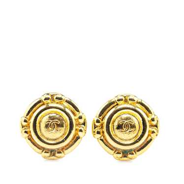Chanel Gold Gold Plated CC Clip On Earrings - image 1