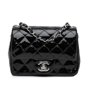 Chanel Black Mini Square Classic Patent Single Fla