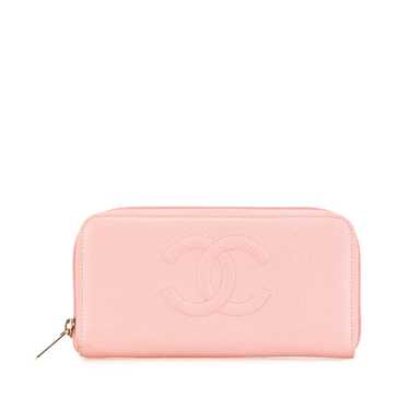 Chanel Pink CC Caviar Continental Zip Wallet