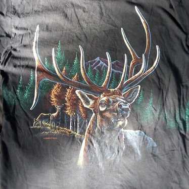 Vintage 90s Habitat Mule Deer Mountains Oregon T-S