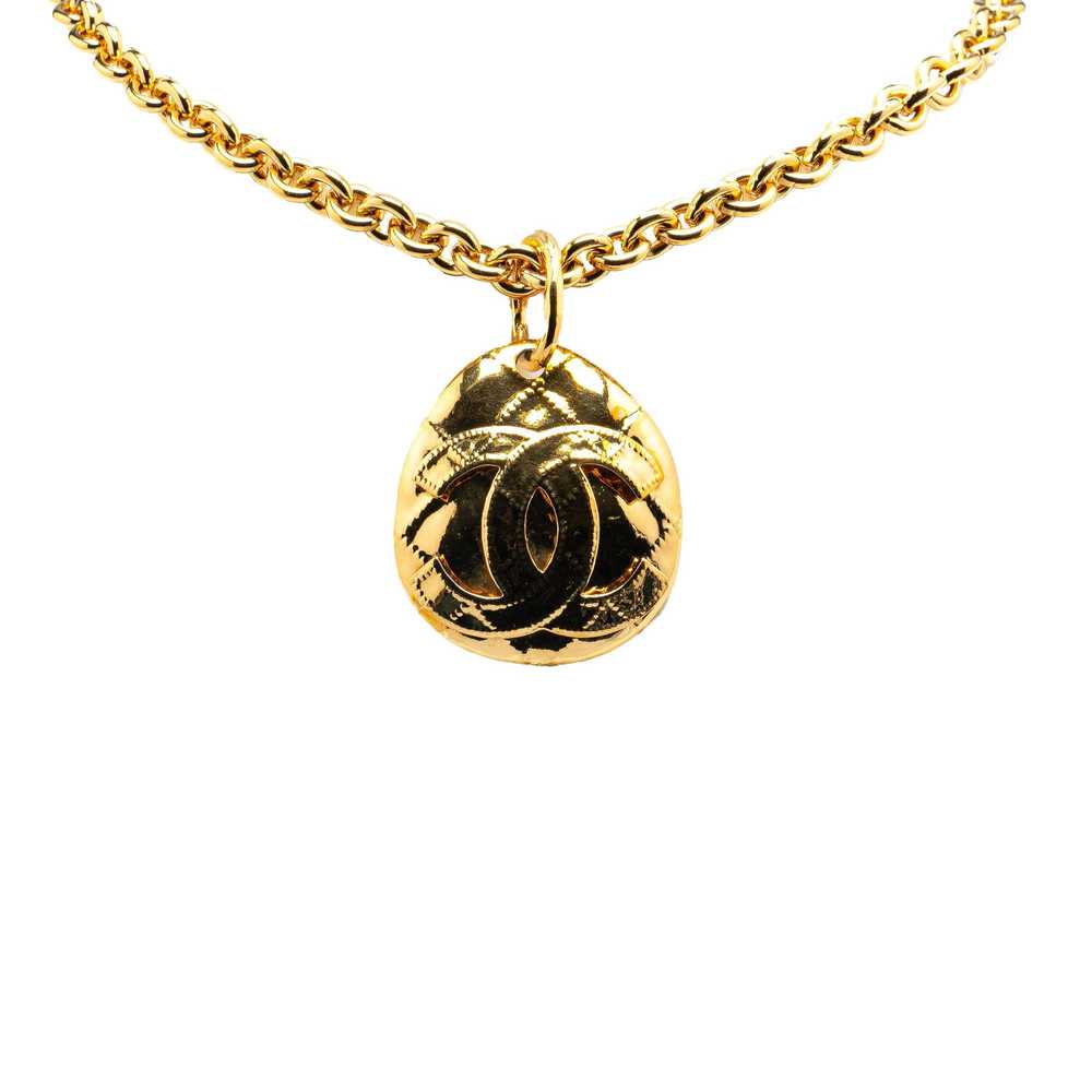 Chanel Gold Gold Plated CC Pendant Necklace - image 1