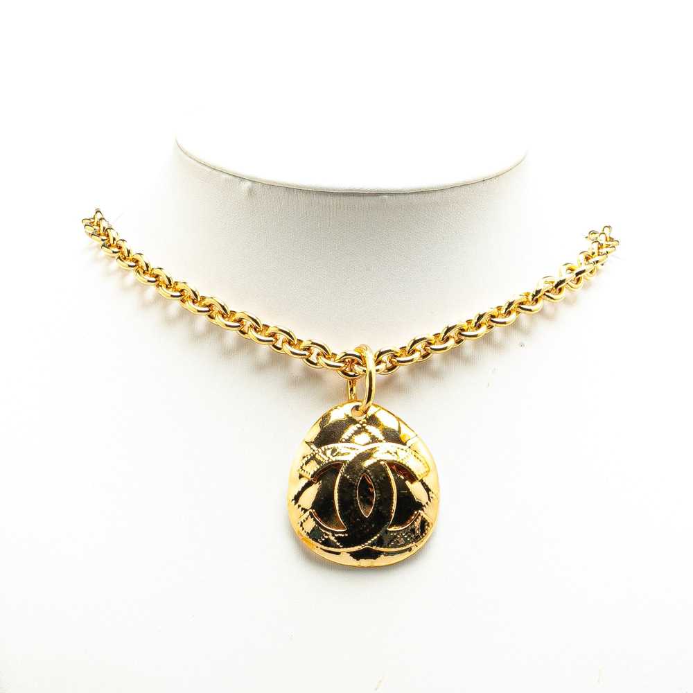 Chanel Gold Gold Plated CC Pendant Necklace - image 4
