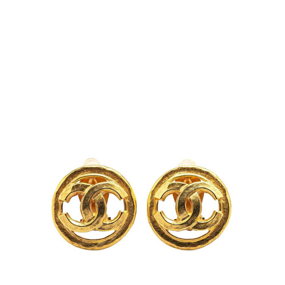 Chanel Gold Gold Plated CC Clip On Earrings - image 1