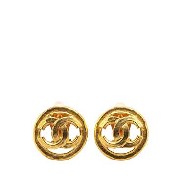 Chanel Gold Gold Plated CC Clip On Earrings - image 1