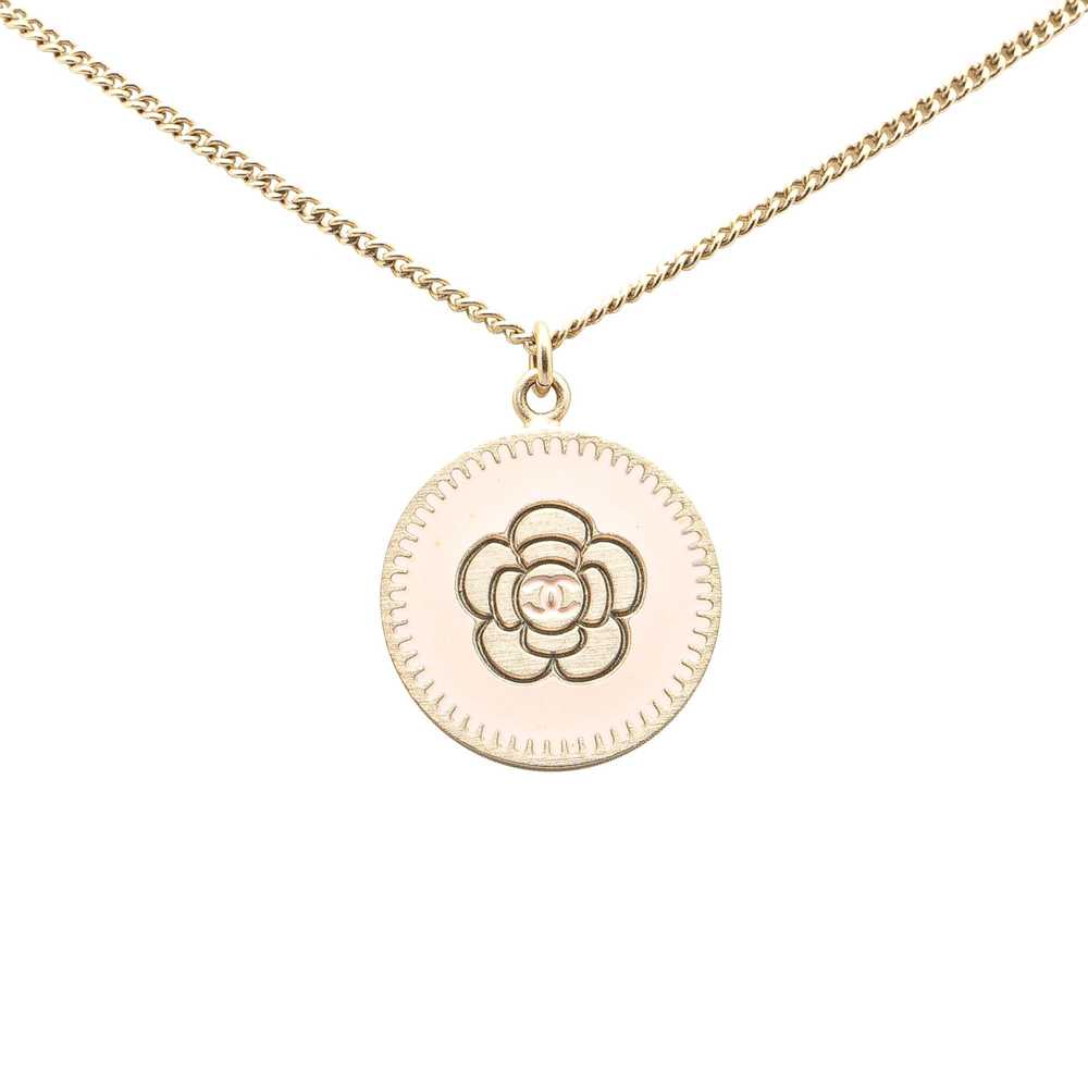 Chanel Gold Gold Plated Camellia Pendant Necklace - image 1