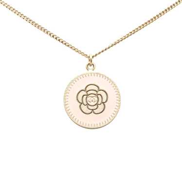 Chanel Gold Gold Plated Camellia Pendant Necklace - image 1