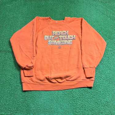 vintage reach out and touch someone orange crewnec