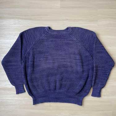 80s Eddie Bauer USA Made Cotton Knit Indigo Dye XL