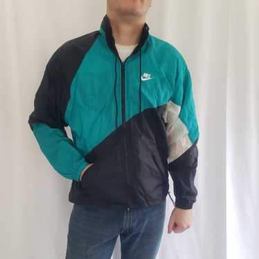 90s Black and Teal Nike Windbreaker