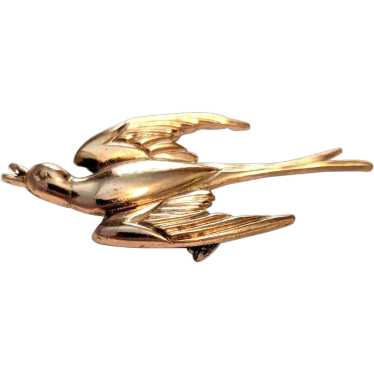 Coro Sterling Vermeil Bird in Flight Pin