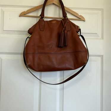 Coach brown leather tassel bag