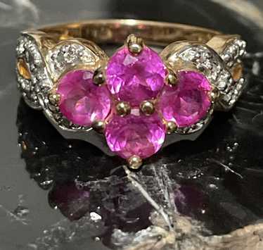 Ross Simons Lab-Created Ruby Cluster Sterling Sil… - image 1