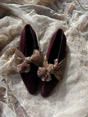 Burgundy Velvet Flats | Romeo Gigli