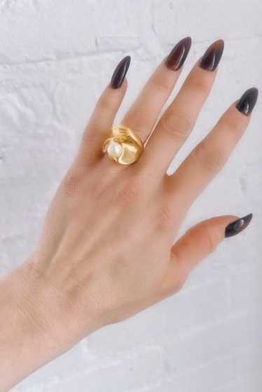 18k gold plated pearl ring