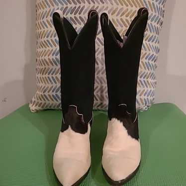 Vintage CODE WEST Cow Fur Cowboy Boots Size 7M