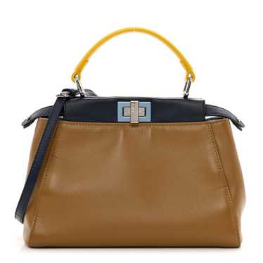 FENDI Nappa Mini Peekaboo Iconic Satchel Beige Bl… - image 1