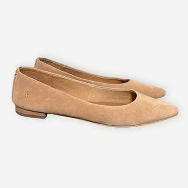 Frye Pointed-Toe Suede Flats Chestnut Tan 7M Casua