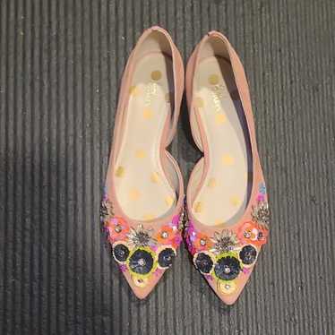 Boden Pink Floral Suede Flats