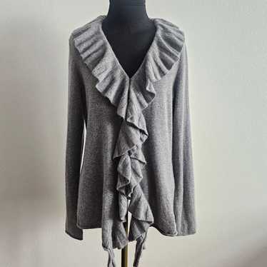 Magaschoni EUC MAGASCHONI 100% Cashmere Ruffle Swe