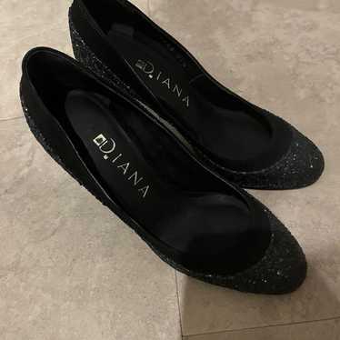 DIANA Black Glitter High Heels