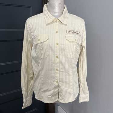 Harley Davidson Womens Button Up Striped Collared 