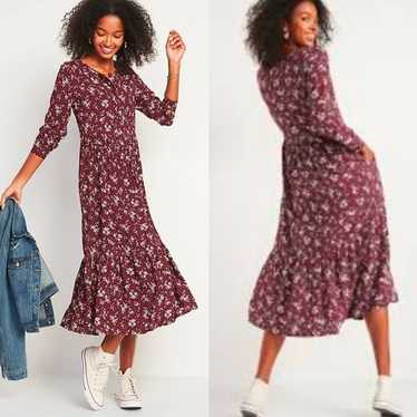 OLD NAVY Floral-Print Button-Front Maxi Swing Dres