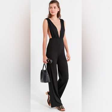 UO URBAN OUTFITTERS Plunging Ribbed Knit Jumpsuit 