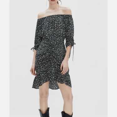 Zara off the shoulder floral ruched dress