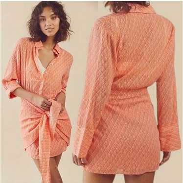 Free People Rillo Orange Beach Summer Shirtdress S