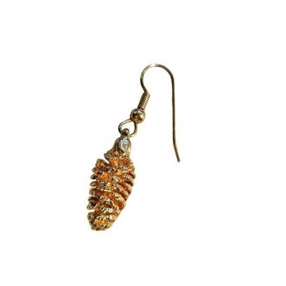 Vintage 24k Gold Dipped Pinecone Earrings - image 2