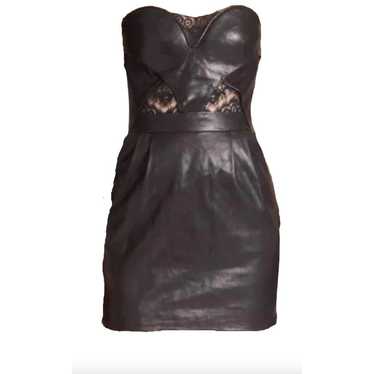 The Kooples Black Leather Strapless Mini Dress