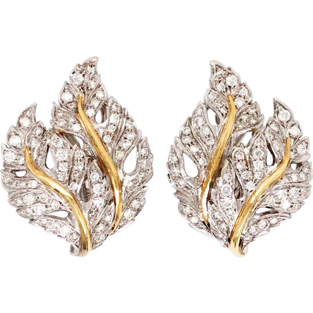 Buccellati, 18K Gold Diamond Leaf Earrings - image 1