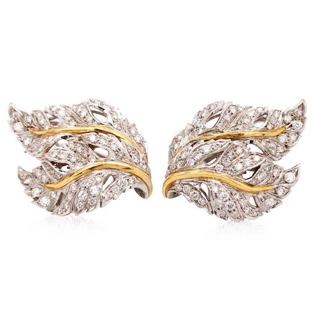 Buccellati, 18K Gold Diamond Leaf Earrings - image 2