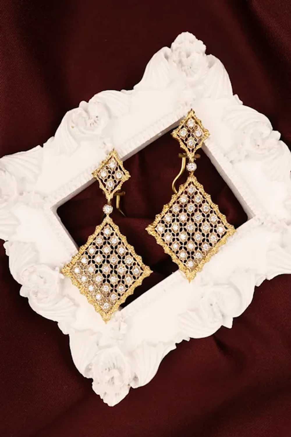 Buccellati, 18K Gold Rhombi Diamond Earrings - image 7