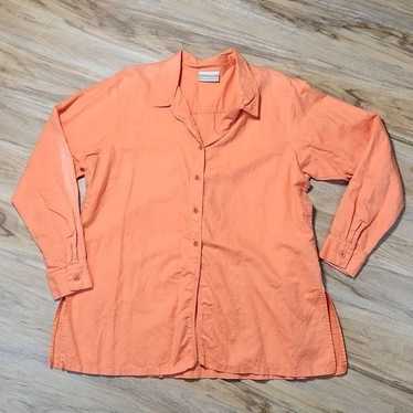 Coldwater Creek Orange Buttoned Linen Long Sleeve 