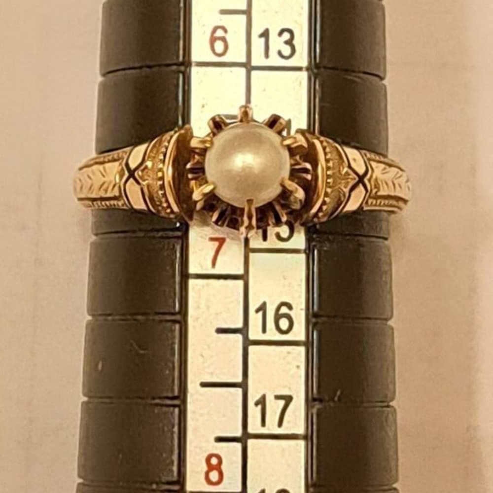 Antique Victorian 14k Gold Enamel Pearl Solitaire… - image 12