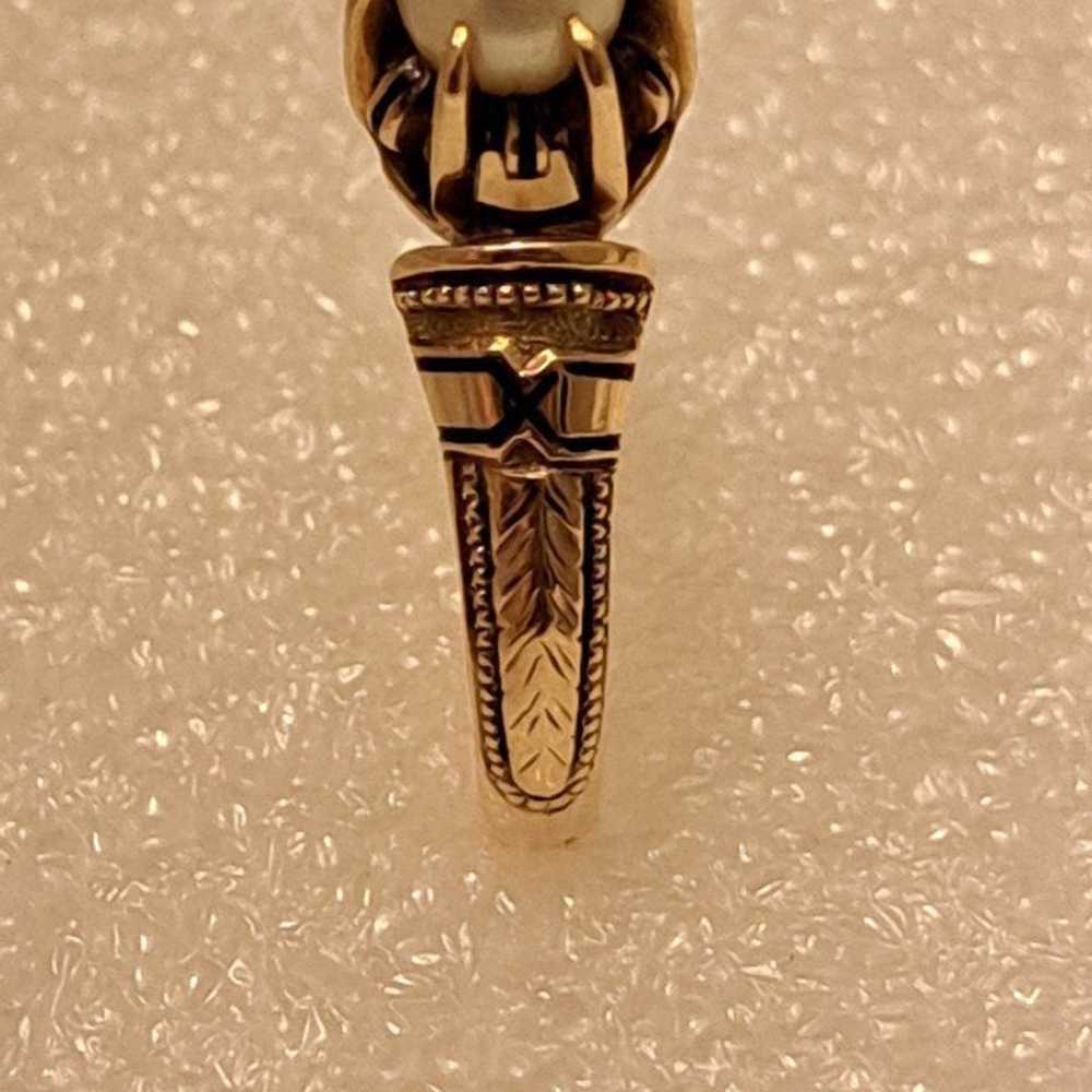 Antique Victorian 14k Gold Enamel Pearl Solitaire… - image 2