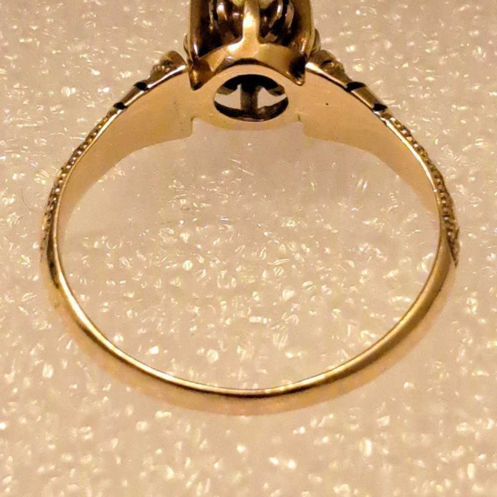 Antique Victorian 14k Gold Enamel Pearl Solitaire… - image 7