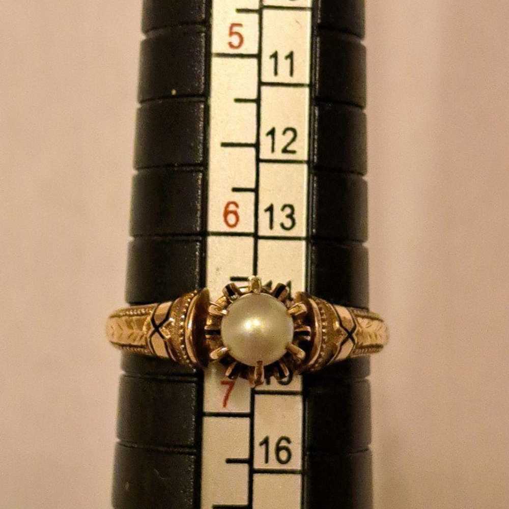 Antique Victorian 14k Gold Enamel Pearl Solitaire… - image 8