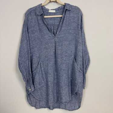 CP Shades Teton Blue Linen Tunic Top S