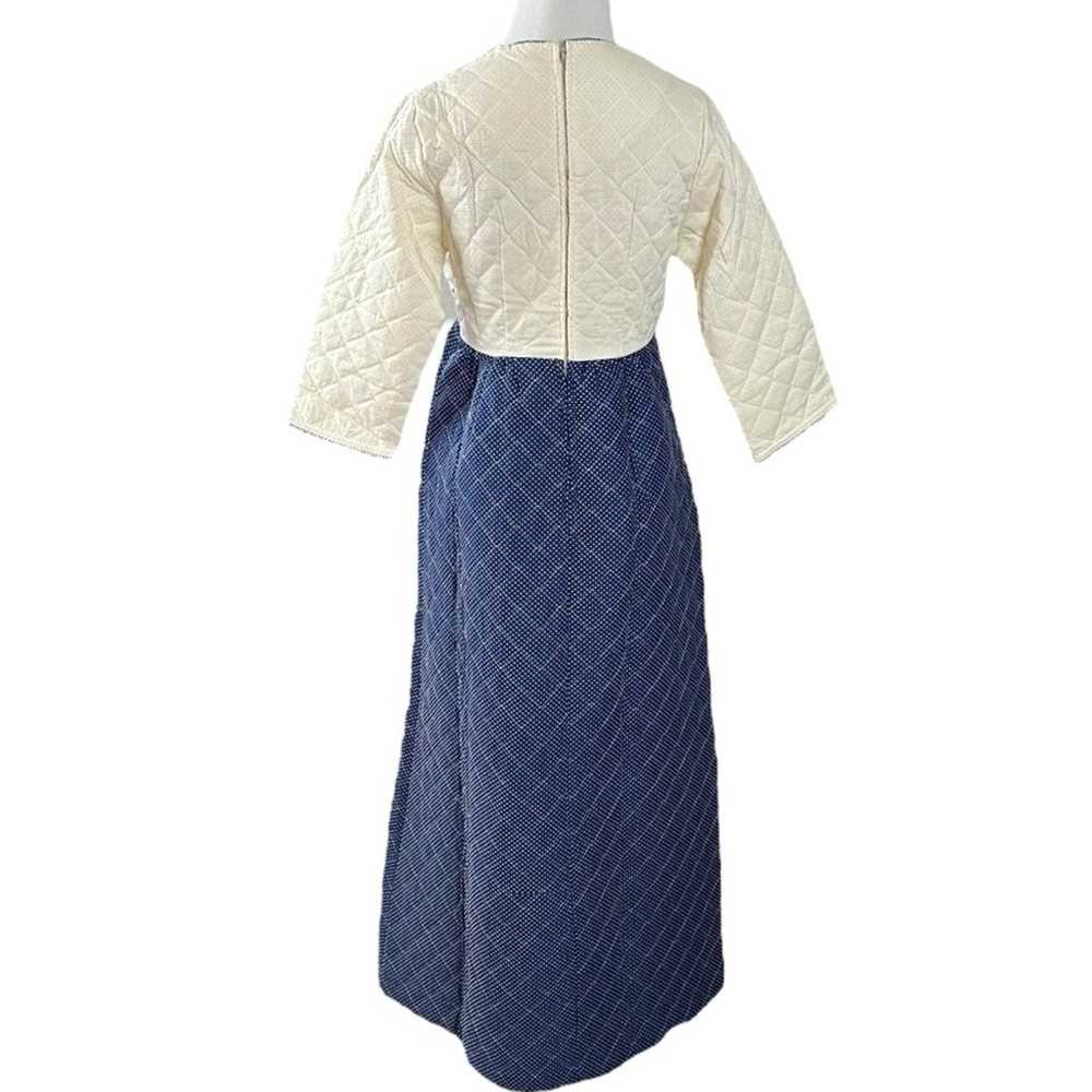 Vintage 60s Quilted Embroidered Hostess Maxi Dres… - image 2