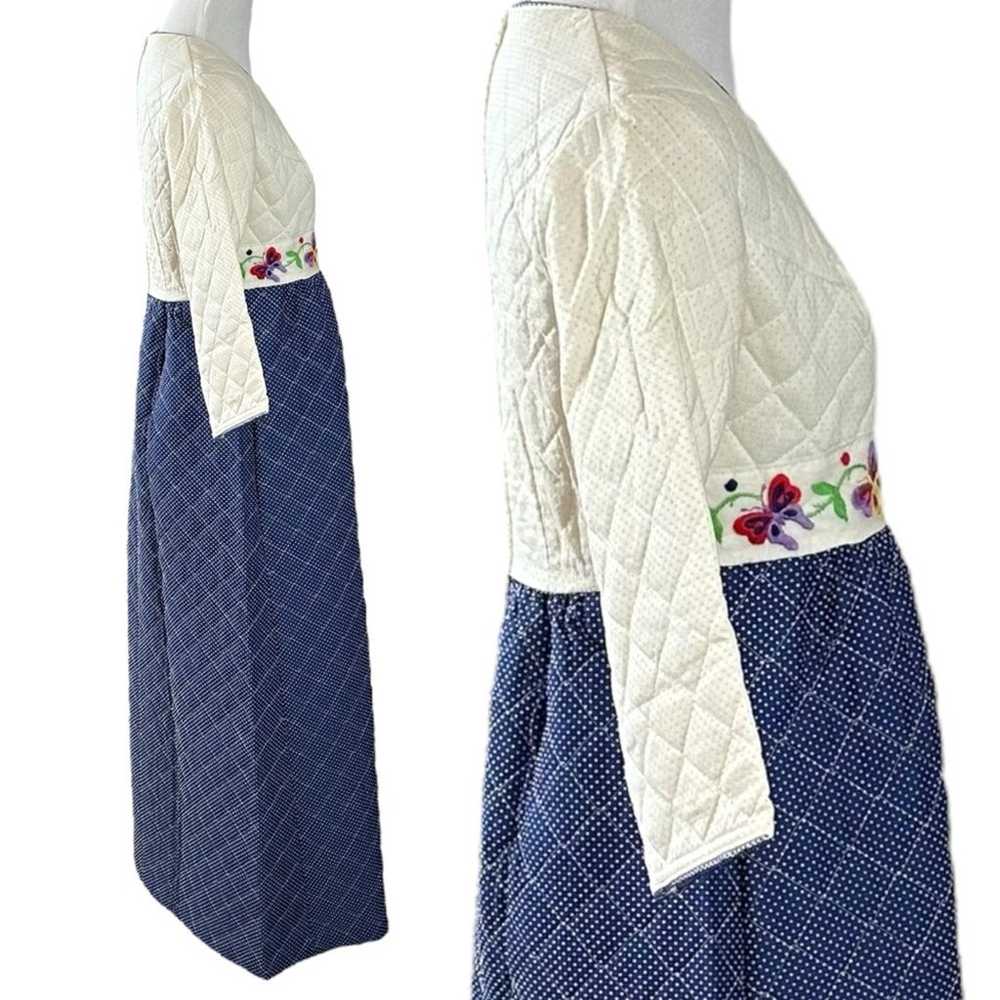 Vintage 60s Quilted Embroidered Hostess Maxi Dres… - image 5