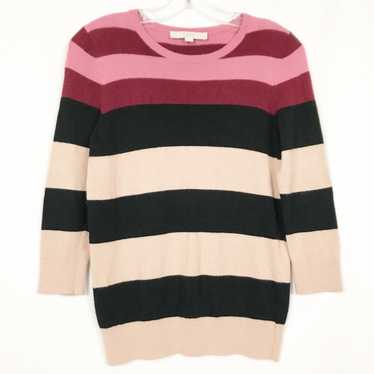 Loft Loft Pink Ombré Striped Crewneck Sweater Sz S