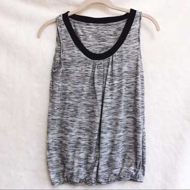 Loft LOFT Gray & Black Outlined Sleeveless Top