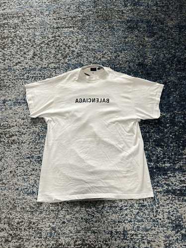 Balenciaga Balenciaga Distressed Mirror Logo T-Shi