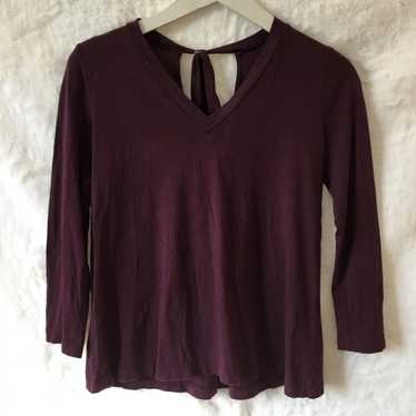 Loft Loft Burgundy V-Neck Long Sleeve Top