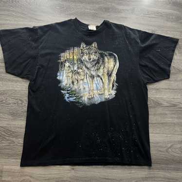 Vintage Starry night sky wolf tee